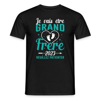Je Vais Être Grand Frère 2023 - T-shirt homme - noir - Devant - AI Model Male 178 light (178cm)