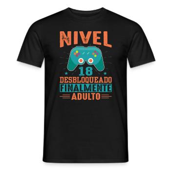Niveau 18 Débloqué Anniversaire 18 Ans - T-shirt homme - noir - Devant - AI Model Male 178 light (178cm)