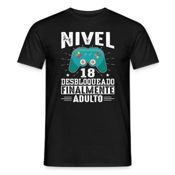 Niveau 18 Débloqué Anniversaire 18 Ans - T-shirt homme - noir - Devant - AI Model Male 178 light (178cm)