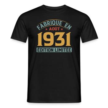 Légendaire Depuis Août 1931 Anniversaire Cadeau - T-shirt homme - noir - Devant - AI Model Male 178 light (178cm)