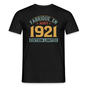 Légendaire Depuis Août 1921 Anniversaire Cadeau - T-shirt homme - noir - Devant - AI Model Male 178 light (178cm)