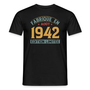 MILLÉSIME AOUT 1942 ÉDITION LIMITÉE - T-shirt homme - noir - Devant - AI Model Male 178 light (178cm)