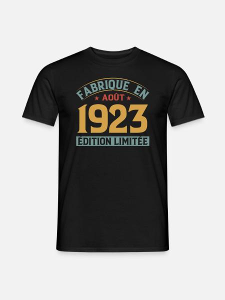 MILLÉSIME AOUT 1923 ÉDITION LIMIT - T-shirt homme - noir