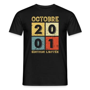 Octobre 2001 Anniversaire Idée Cadeau Vintage - T-shirt homme - noir - Devant - AI Model Male 178 light (178cm)