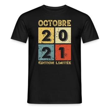 Né En 2021 Octobre Anniversaire Idée Cadeau Jublié - T-shirt homme - noir - Devant - AI Model Male 178 light (178cm)