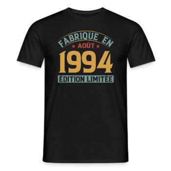 Août 1994 Original Idée Cadeau Anniversaire - T-shirt homme - noir - Devant - AI Model Male 178 light (178cm)