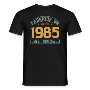 Fabriqué En Août 1985 Édition Limitée - T-shirt homme - noir - Devant - AI Model Male 178 light (178cm)