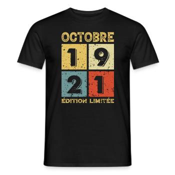 Octobre 1921 Édition Limitée - T-shirt homme - noir - Devant - AI Model Male 178 light (178cm)