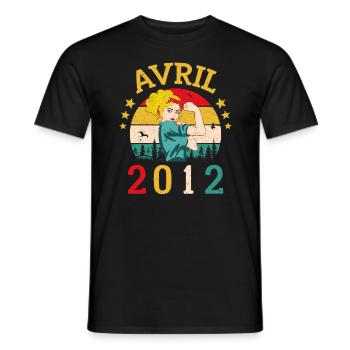 Avril 2012 Anniversaire Vintage Happy Birthday - T-shirt homme - noir - Devant - AI Model Male 178 light (178cm)