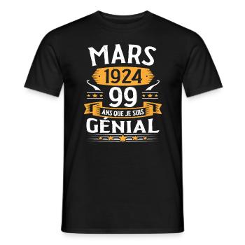 Mars 1924 99 Ans Que Je Suis Génial Anniversaire - T-shirt homme - noir - Devant - AI Model Male 178 light (178cm)