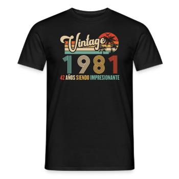 Vintage 1981 Anniversaire 42 ans D'être Awesome - T-shirt homme - noir - Devant - AI Model Male 178 light (178cm)