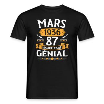 Mars 1936 87 Ans Que Je Suis Génial Anniversaire - T-shirt homme - noir - Devant - AI Model Male 178 light (178cm)