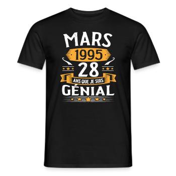Mars 1995 28 Ans Que Je Suis Génial Anniversaire - T-shirt homme - noir - Devant - AI Model Male 178 light (178cm)