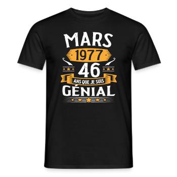 Mars 1977 46 Ans Que Je Suis Génial Anniversaire - T-shirt homme - noir - Devant - AI Model Male 178 light (178cm)