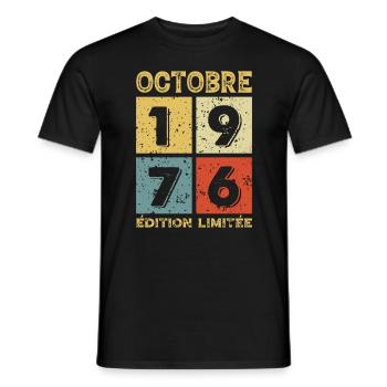 Anniversaire Vintage Idée Cadeau Octobre 1976 - T-shirt homme - noir - Devant - AI Model Male 178 light (178cm)