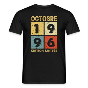 Anniversaire Vintage Idée Cadeau Octobre 1996 - T-shirt homme - noir - Devant - AI Model Male 178 light (178cm)