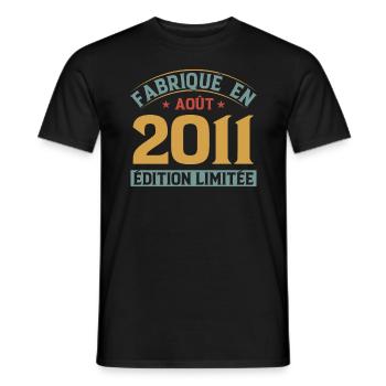 Fabriqué En Août 2011 Édition Limitée - T-shirt homme - noir - Devant - AI Model Male 178 light (178cm)