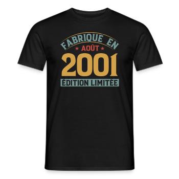 Fabriqué En Août 2001 Édition Limitée - T-shirt homme - noir - Devant - AI Model Male 178 light (178cm)