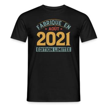 Fabriqué En Août 2021 Édition Limitée - T-shirt homme - noir - Devant - AI Model Male 178 light (178cm)