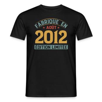 Fabriqué En Août 2012 Édition Limitée - T-shirt homme - noir - Devant - AI Model Male 178 light (178cm)