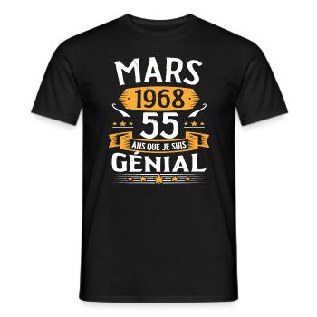 Mars 1968 55 Ans Que Je Suis Génial Anniversaire - T-shirt homme - noir - Devant - AI Model Male 178 light (178cm)