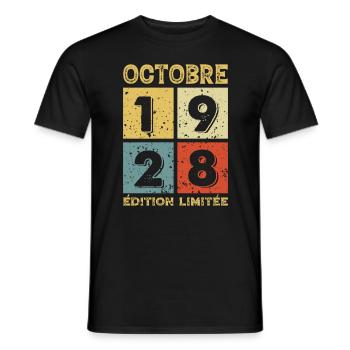 Anniversaire Vintage Idée Cadeau Octobre 1928 - T-shirt homme - noir - Devant - AI Model Male 178 light (178cm)