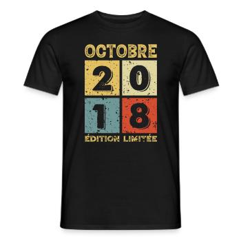 Anniversaire Vintage Idée Cadeau Octobre 2018 - T-shirt homme - noir - Devant - AI Model Male 178 light (178cm)