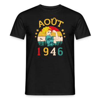 Août 1946 Anniversaire Vintage Happy Birthday - T-shirt homme - noir - Devant - AI Model Male 178 light (178cm)