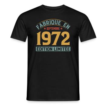 Fabriqué En Septembre 1972 Édition Limitée - T-shirt homme - noir - Devant - AI Model Male 178 light (178cm)