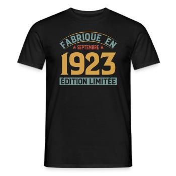 Fabriqué En Septembre 1923 Édition Limitée - T-shirt homme - noir - Devant - AI Model Male 178 light (178cm)