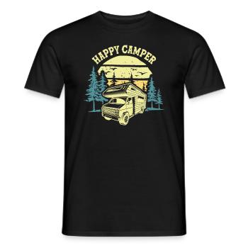 Happy Camper Campeur Heureux Camping Car Caravane - T-shirt homme - noir - Devant - AI Model Male 178 light (178cm)