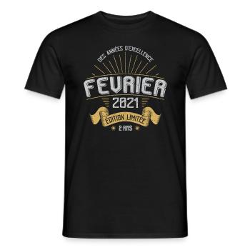 Des Années D'excellence Février 2021 2 Ans - T-shirt homme - noir - Devant - AI Model Male 178 light (178cm)