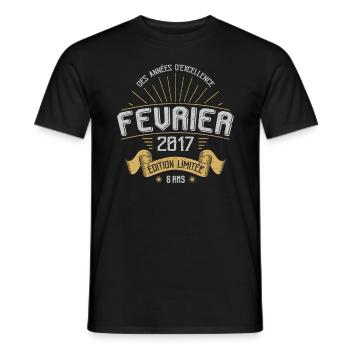 Des Années D'excellence Février 2017 6 Ans - T-shirt homme - noir - Devant - AI Model Male 178 light (178cm)