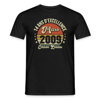 14 Ans D'excellence Mars 2009 Édition Limitée - T-shirt homme - noir - Devant - AI Model Male 178 light (178cm)