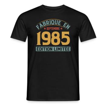 Fabriqué En Septembre 1985 Édition Limitée - T-shirt homme - noir - Devant - AI Model Male 178 light (178cm)
