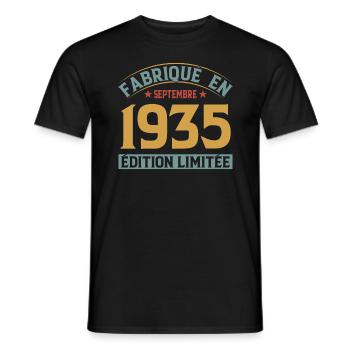 Fabriqué En Septembre 1935 Édition Limitée - T-shirt homme - noir - Devant - AI Model Male 178 light (178cm)