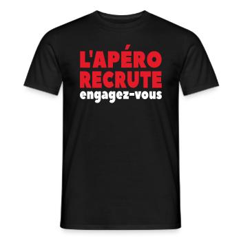 L'apéro Recrute Engagez-vous - T-shirt homme - noir - Devant - AI Model Male 178 light (178cm)