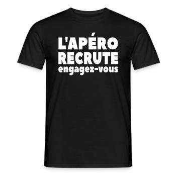 L'apéro Recrute Engagez-vous - T-shirt homme - noir - Devant - AI Model Male 178 light (178cm)