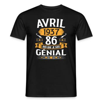 Avril 1937 86 Ans Que Je Suis Génial Anniversaire - T-shirt homme - noir - Devant - AI Model Male 178 light (178cm)