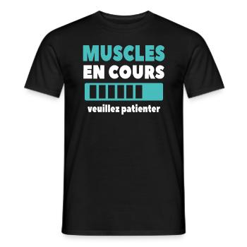 Muscles En Cours Veuillez Patienter - T-shirt homme - noir - Devant - AI Model Male 178 light (178cm)
