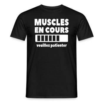 Muscles En Cours Veuillez Patienter - T-shirt homme - noir - Devant - AI Model Male 178 light (178cm)