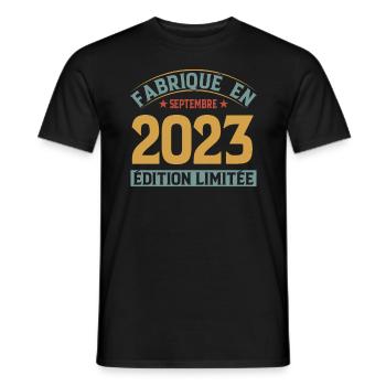 Fabriqué En Septembre 2023 Édition Limitée - T-shirt homme - noir - Devant - AI Model Male 178 light (178cm)