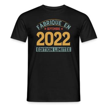 Fabriqué En Septembre 2022 Édition Limitée - T-shirt homme - noir - Devant - AI Model Male 178 light (178cm)