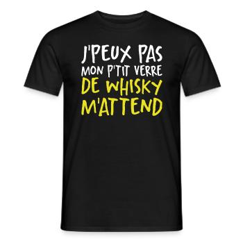 Je Peux Pas Mon P'tit Verre De Whisky M'attend - T-shirt homme - noir - Devant - AI Model Male 178 light (178cm)