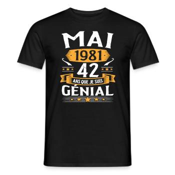 Mai 1981 42 Ans Que Je Suis Génial Anniversaire - T-shirt homme - noir - Devant - AI Model Male 178 light (178cm)