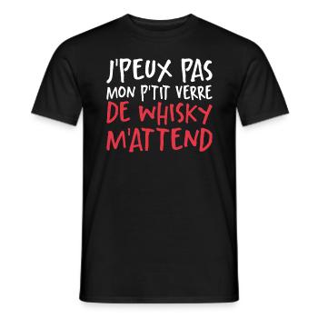 Je Peux Pas Mon P'tit Verre De Whisky M'attend - T-shirt homme - noir - Devant - AI Model Male 178 light (178cm)