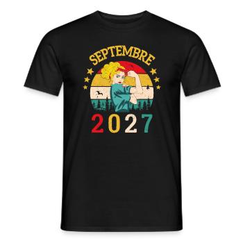 Septembre 2027 Anniversaire Vintage Idée Cadeau - T-shirt homme - noir - Devant - AI Model Male 178 light (178cm)