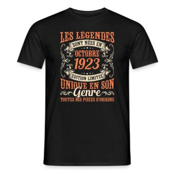 Les Légendes Sont Nées En Octobre 1923 Cadeau - T-shirt homme - noir - Devant - AI Model Male 178 light (178cm)
