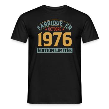 Fabriqué En Octobre 1976 Édition Limitée - T-shirt homme - noir - Devant - AI Model Male 178 light (178cm)