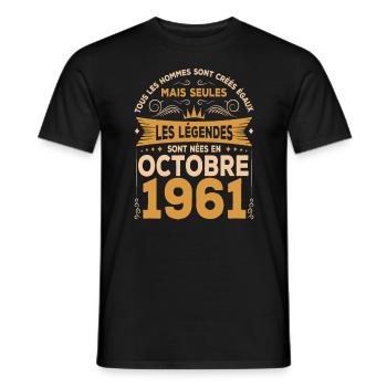 Les Légendes Sont Nées En Octobre 1961 - T-shirt homme - noir - Devant - AI Model Male 178 light (178cm)